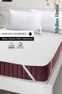 Mislina Home Terry Pamuklu Lastikli Sıvı Geçirmez 140x200 cm Çift Kişilik Alez