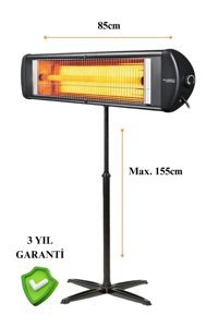 Luxell Ecoray 2300 W Ayaklı Infrared Isıtıcı Siyah