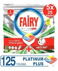 Fairy Platinum Plus Anti Mat Teknolojisi Limon Kapsül Bulaşık Makinesi Deterjanı 160 Adet
