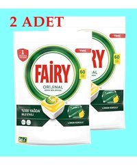 Fairy Hepsi Bir Arada Limon Kapsül Bulaşık Makinesi Deterjanı 2x60 Adet