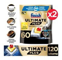 Finish Ultimate Plus Hepsi Bir Arada Limon Tablet Bulaşık Makinesi Deterjanı 2x60 Adet