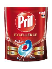 Pril Excellence 4'ü 1 Arada Kapsül Bulaşık Makinesi Deterjanı 60 Adet