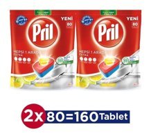 Pril Hepsi Bir Arada Extra Limon Tablet Bulaşık Makinesi Deterjanı 2x80 Adet