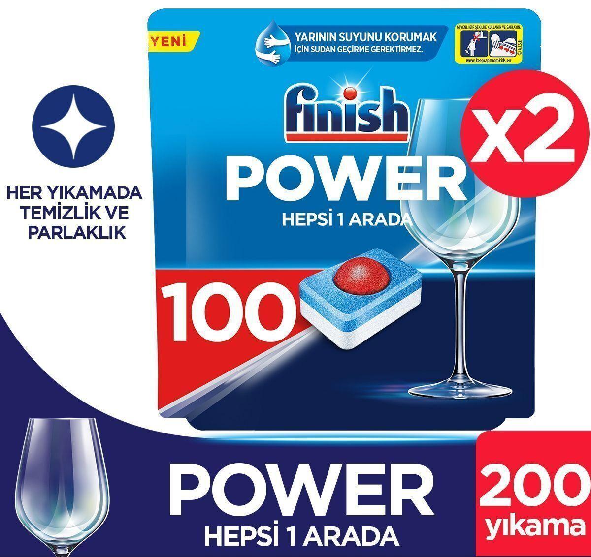Finish Power Hepsi Bir Arada Tablet Bulaşık Makinesi Deterjanı 2x100 Adet