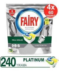 Fairy Platinum Yağlı Filtre İçin Limon Tablet Bulaşık Makinesi Deterjanı 4x60 Adet