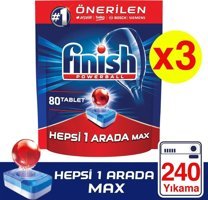 Finish Hepsi Bir Arada Tablet Bulaşık Makinesi Deterjanı 3x80 Adet