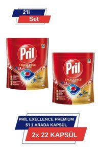 Pril Excellence Premium 5’i 1 Arada Kapsül Bulaşık Makinesi Deterjanı 2x22 Adet