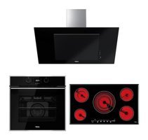Teka HLB 840 SS-TR 951-DVT 98660 TBS BK Dijital İndüksiyon Doğalgazlı Cam Rustik Set Üstü Davlumbaz 3'lü Ankastre Set Siyah