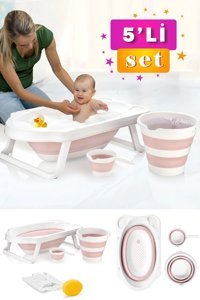 Babymiss Fileli Ayaklı Pembe Katlanır Bebek Küvet Seti