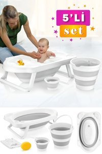 Babymiss Fileli Ayaklı Gri Katlanır Bebek Küvet Seti