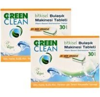 U Green Clean Bitkisel Tablet Bulaşık Makinesi Deterjanı 60 Adet 2x30 Adet