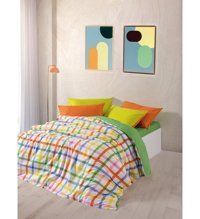 Cozy Home Popping Colors Pamuklu 4 Mevsim 200x220 cm Çarşaflı Lastikli Desenli Çift Kişilik Nevresim Takımı Yeşil