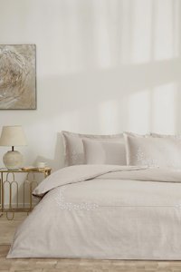 Özdilek Daniela Pamuk Saten 4 Mevsim 200x220 cm Çarşaflı Çift Kişilik Nevresim Takımı Bej