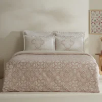 Karaca Home Anemos Pamuklu 4 Mevsim 200x220 cm Çarşaflı Desenli Çift Kişilik Nevresim Takımı Bej