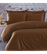 Sabia Organik Pamuklu 4 Mevsim 160x220 cm Çarşaflı Lastikli Çift Kişilik Nevresim Takımı Kahverengi