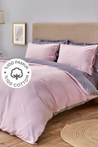 Karaca Home Çift Taraflı Pamuklu 4 Mevsim 240x260 cm Çarşaflı Çift Kişilik Nevresim Takımı Gül Kurusu