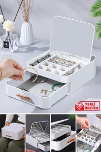 Piev 2 Katlı 1 Çekmeceli Takı Organizeri Krem