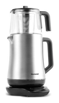 Homend Royaltea Elegant 1774H Konuşan Otomatik Kapanma Cam Demlikli 1800 W Işıklı Çelik Inox Vintage Çay Makinesi