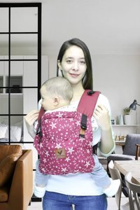 Vivolibaby Yıldız Desenli 20 kg Kapasiteli Oturaklı Her Yöne Yenidoğan Kanguru Bordo