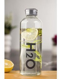 H2O Gri Isıya Dayanıklı Metal Kapaklı Cam Sürahi 1 lt