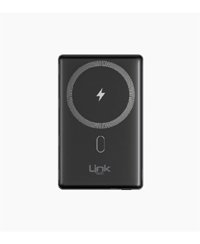 Linktech WP15 5000 mAh Hızlı Şarj Mıknatıslı Işıklı Dijital Göstergeli Type C Kablosuz Powerbank Siyah