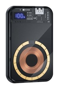 Dexim s5 10000 mAh Hızlı Şarj Mıknatıslı Dijital Göstergeli USB Kablosuz Powerbank Siyah