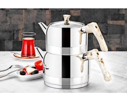 Evimsaray Doğa S1093 Çelik Çaydanlık Gümüş