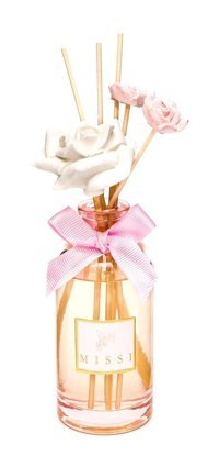 Missi Home Pembe Çiçek Seramik Taşlı Çubuklu Pudra-Rose Oda Kokusu 180 ml