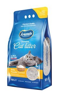Friends Bebek Pudrası Kokulu Topaklanan İnce Taneli Bentonit Kedi Kumu 10 lt