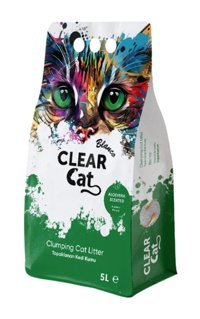 Clear Cat Aloe Vera Kokulu Topaklanan İnce Taneli Bentonit Kedi Kumu 2x10 lt