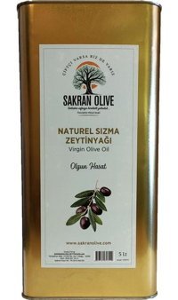Sakran Olive Soğuk Sıkım Organik Polifenolsüz Erken Hasat Teneke Sızma Zeytinyağı 5 lt