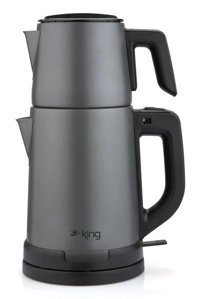 King KCM331 Otomatik Çelik Demlikli 1800 W Çelik Antrasit Çay Makinesi