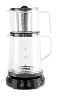 Homend 1758H Konuşan Otomatik Cam Demlikli 2000 W Cam Siyah Çay Makinesi