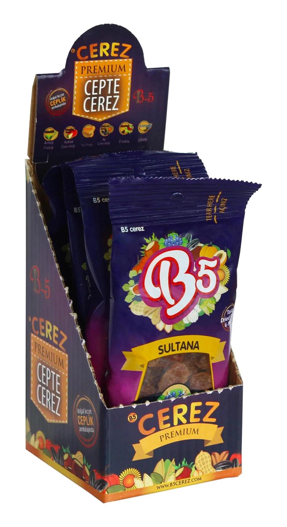 B5 Çerez Şekersiz Üzüm 4x40 gr