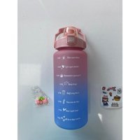 Osteti Bordo - Mavi Plastik Spor Motivasyonlu Yetişkin Matara 2 lt