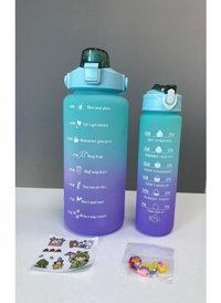 Osteti Mor - Yeşi̇l Plastik Spor Motivasyonlu Yetişkin Matara 2 lt