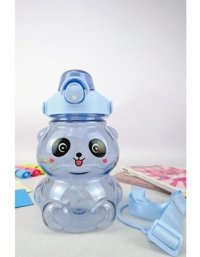 Digithome H2O76035 Panda Pipetli Mavi Plastik Okul Çocuk Matara 1.2 lt