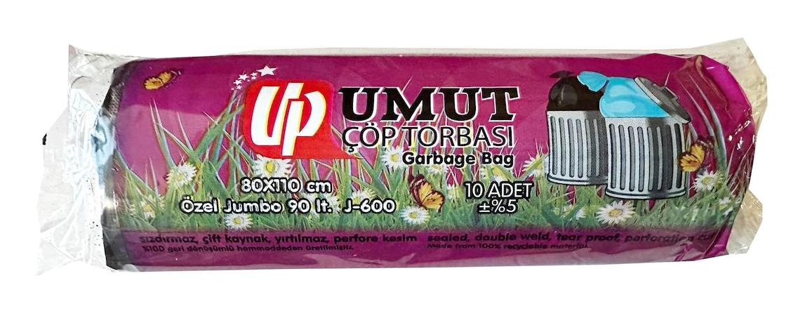 Umut Endustriyel Jumbo Boy 80x110 cm Çöp Poşeti 10 Adet Siyah