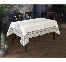 Cardea Güpürlü Kadife 160x220 cm Dikdörtgen Masa Örtüsü Bej