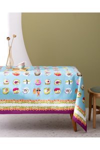 Madame Coco Paulina Pamuk-Polyester 150x250 cm Dertsiz Dikdörtgen Masa Örtüsü Renkli