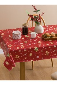 Lc Waikiki Yılbaşı Temalı Polipropilen 140x140 cm Kare Masa Örtüsü Kırmızı