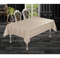 Cömert's Çizgili Pamuk-Polyester 160x220 cm Dertsiz Dikdörtgen Masa Örtüsü Bej