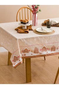 Lc Waikiki Yılbaşı Temalı Pamuk-Polyester 150x200 cm Dikdörtgen Masa Örtüsü Bej
