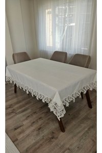 Zesa Home Gardenya Keten 160x160 cm Dertsiz Kare Masa Örtüsü Bej