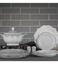 Aryıldız 40022 60 Parça 12 Kişilik Desenli Bone Yuvarlak Yemek Takımı