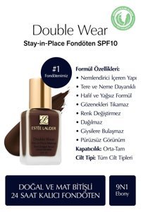Estée Lauder Double Wear Stay In Place 9N1 Ebony Su Bazlı Güneş Koruyuculu Serum Fondöten 30 ml