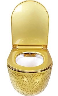 Pure WH-756N 36 cm Seramik Kanallı Arkadan Çıkışlı Asma Klozet Beyaz Gold
