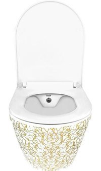 Pure WH-791 52 cm Seramik Kanallı Arkadan Çıkışlı Asma Klozet Beyaz Gold