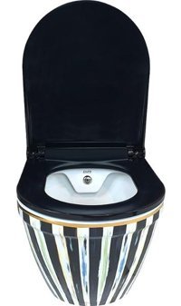Pure WH-795 52 cm Seramik Kanallı Arkadan Çıkışlı Asma Klozet Siyah