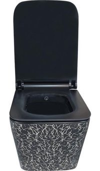 Pure WH-789 52 cm Seramik Kanallı Arkadan Çıkışlı Asma Klozet Siyah
